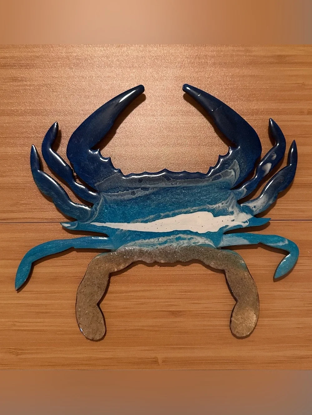 Blue Resin Crab Wall Decor - Coastal Home Accent